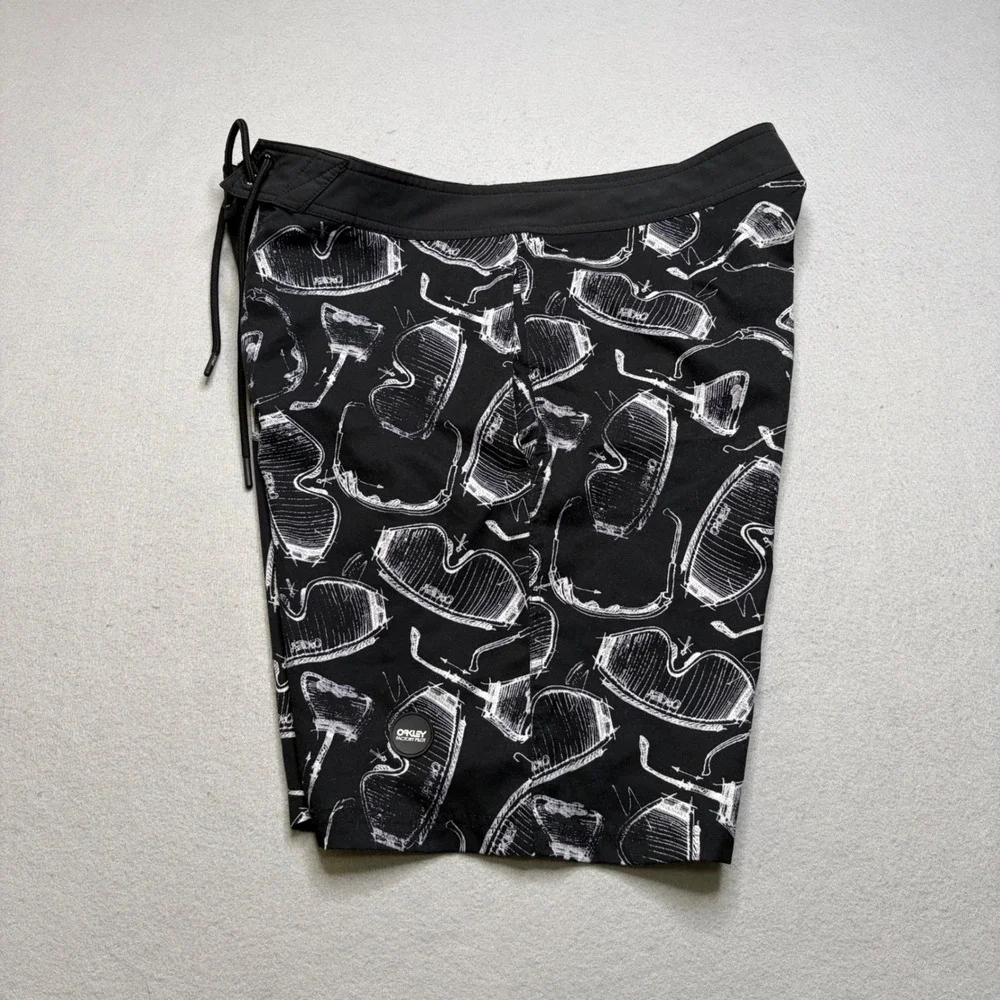 Oakley Board‎ Shorts Mens 34 Black Factory Pilot Sunglasses Print Swim Trunks